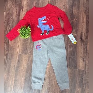 Cat & Jack Red and Gray Dinosaur Pajama Set
